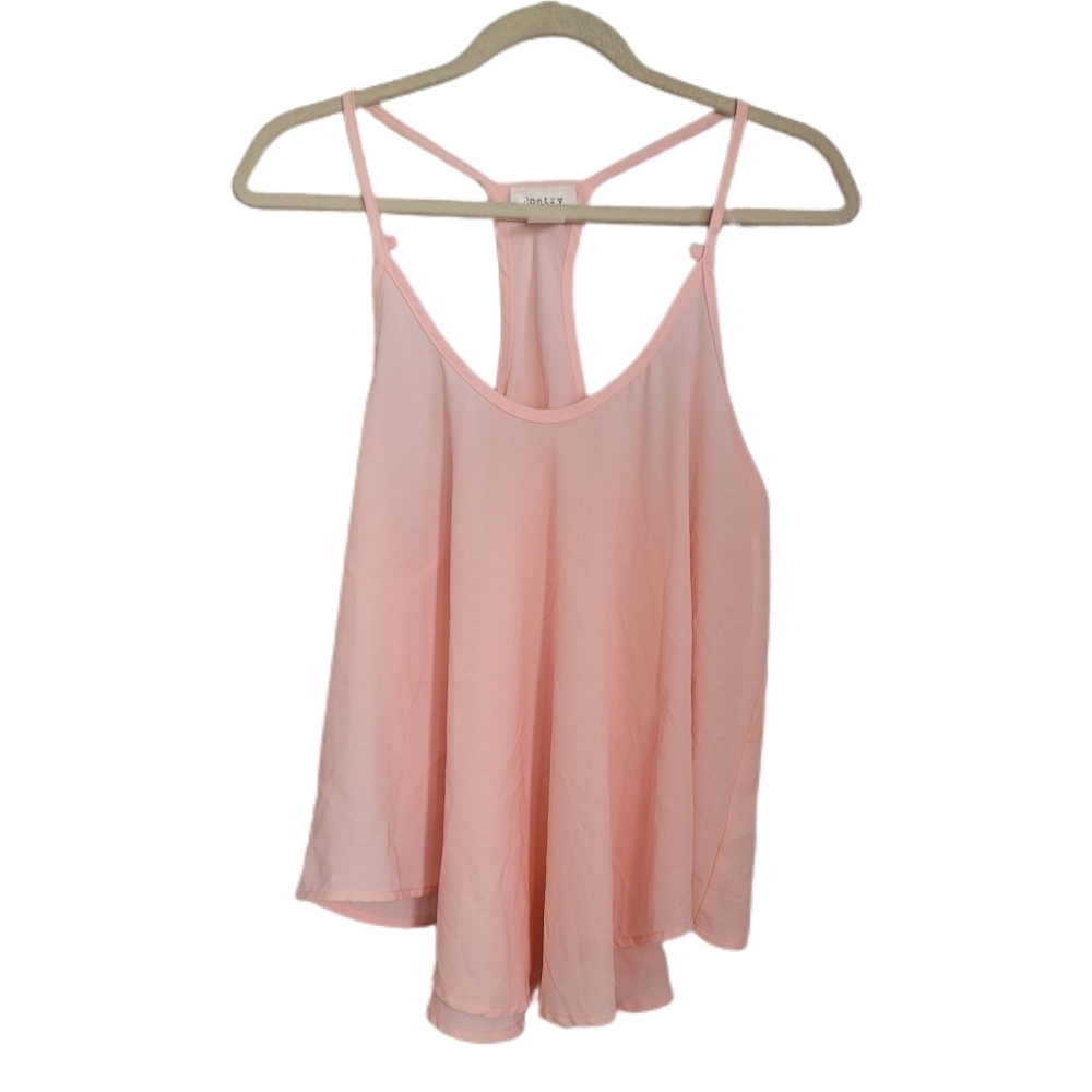 Poetry Top Womens L Large Pink Sleeveless Scoop Neck Flowy